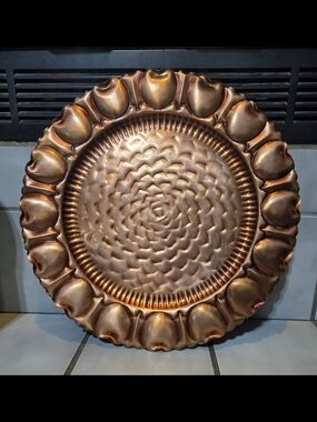 Gregorian Decorative Hammered Copper Wall Plate - 17.5 inches